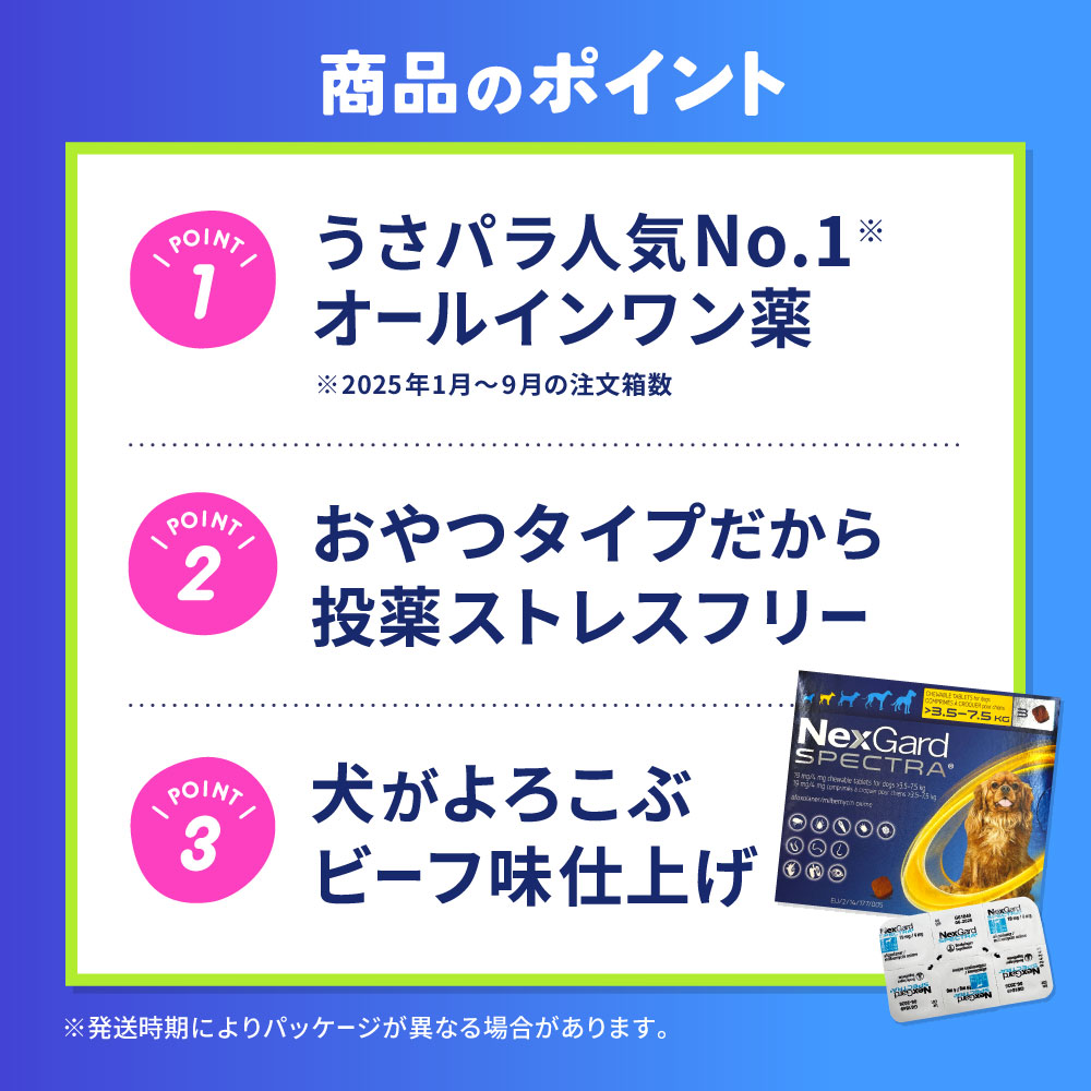 ネクスガードスペクトラ（2～3.5kg）通販｜フィラリア予防薬｜犬